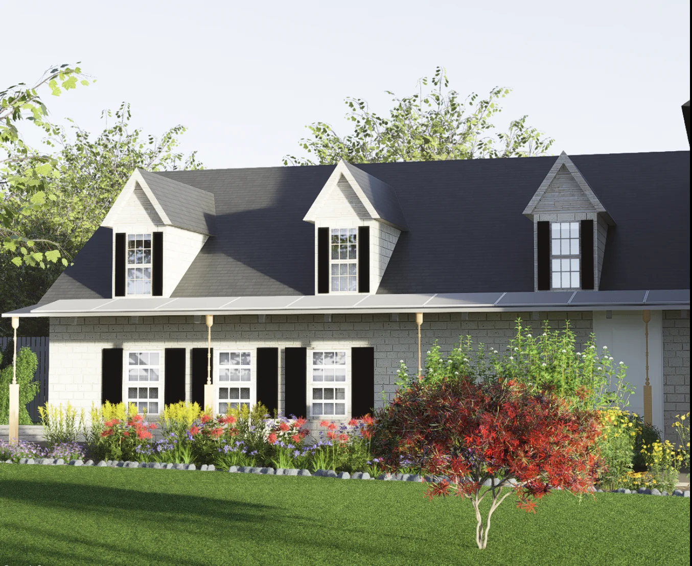 Front yard landscape design render