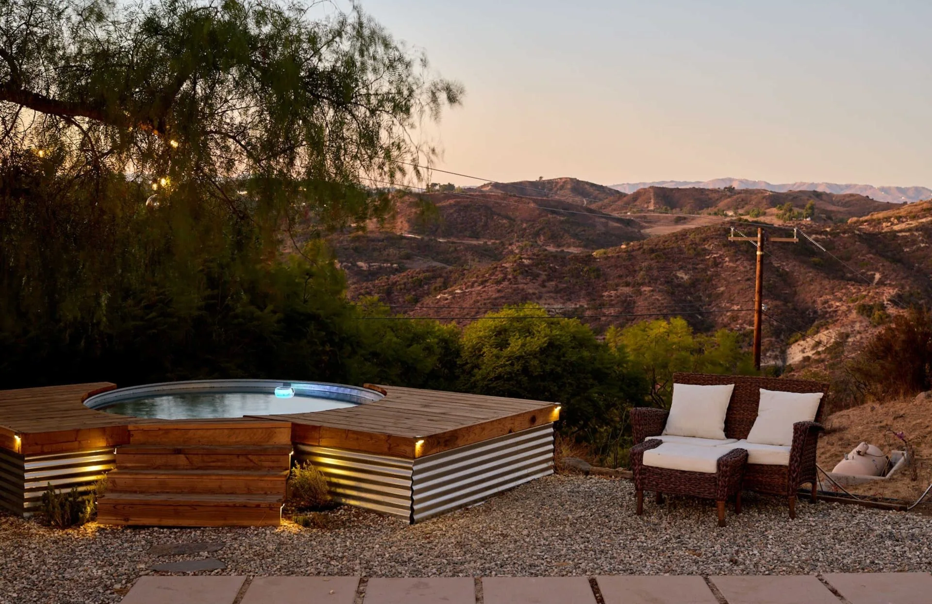California coastal permaculture retreat with Airstream and stone features