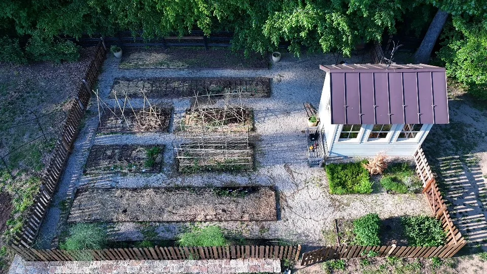 Aerial view of landscaped property